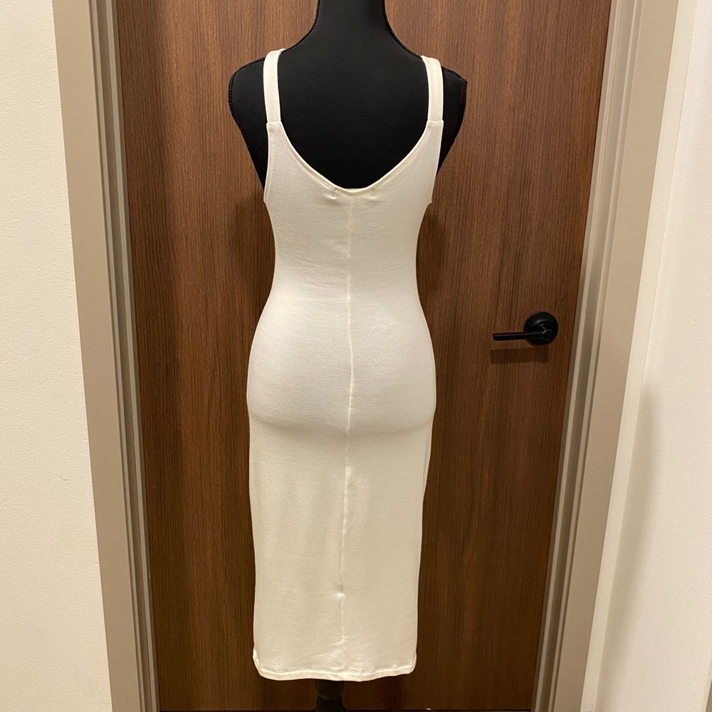 CHRISTIAN SIRIANO x BLEUSALT The Paradise Dress 2 Cream Ruched Bodycon Modal USA - Picture 7 of 13